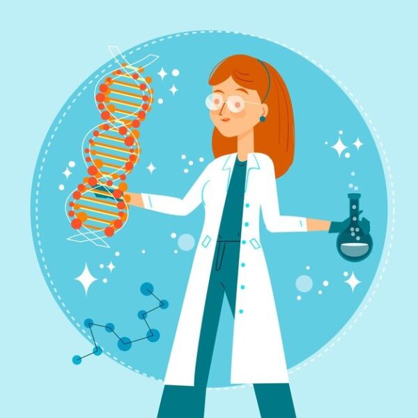 Download Scientist Holding Dna Molecules for free