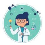 Female Scientist Having An Idea Lightbulb