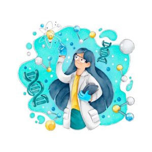 Free Vector   Female scientist with long hair and glasses